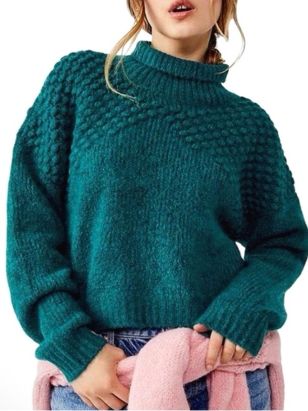Free People Bradley Pullover Cropped Sweater Alpine Heather | M